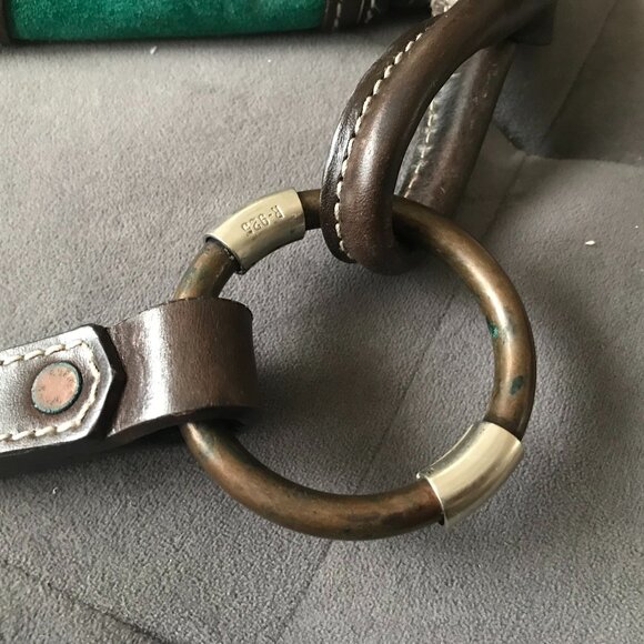 Ruehl No 925 Green Suede & Leather Bag w/ Brass Accents - Picture 9 of 10